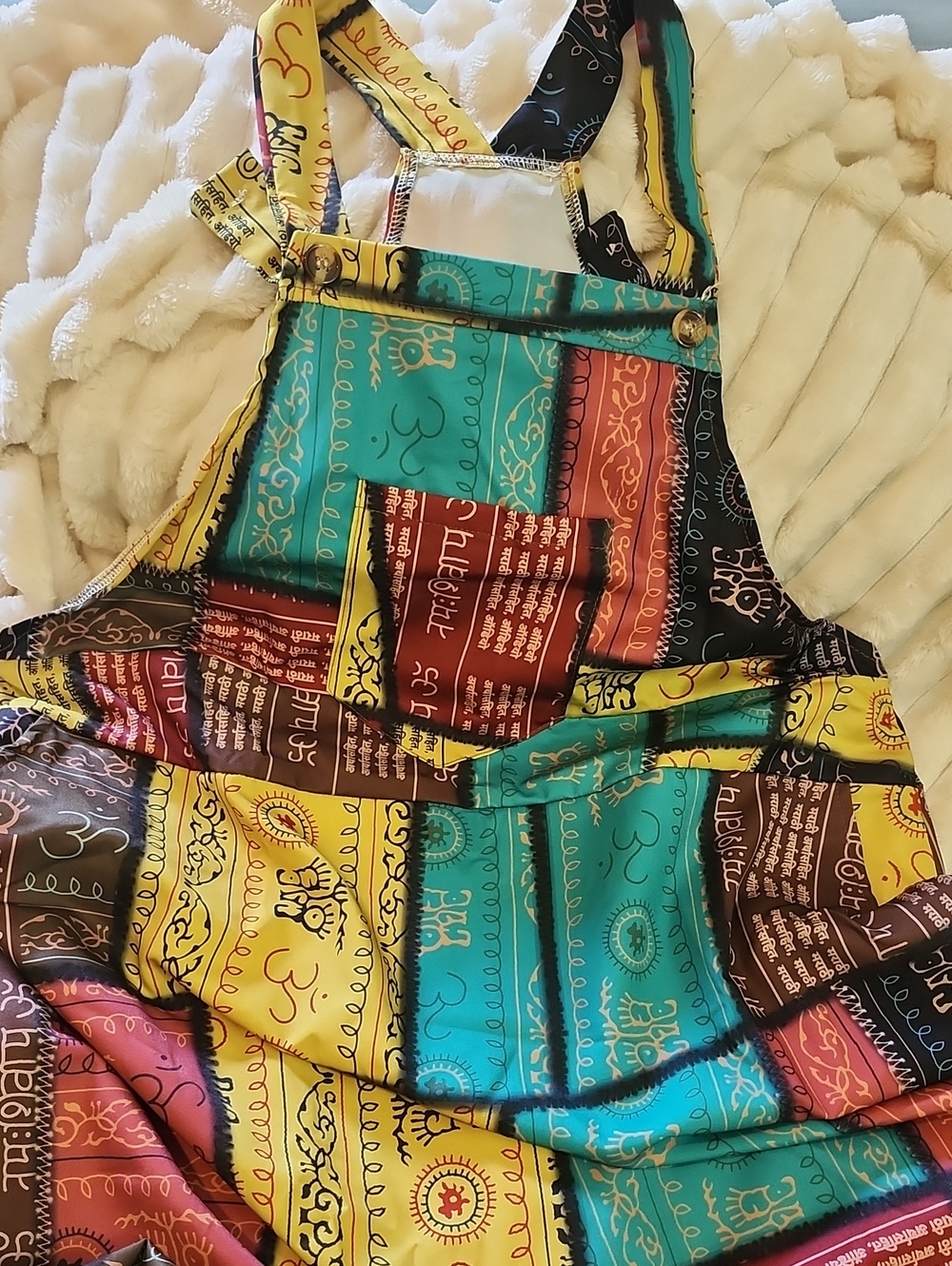 Colorful Patchwork Barrel Jumpsuit with Crossback Straps